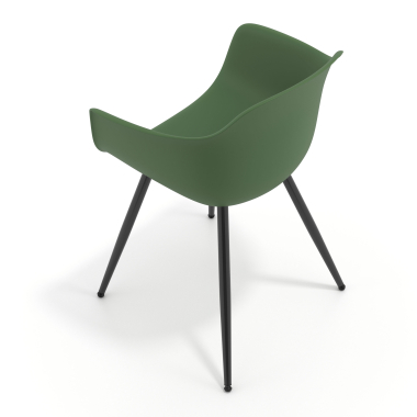 sedia da conferenza verde 4 gambe di plastica braccioli fissi 7