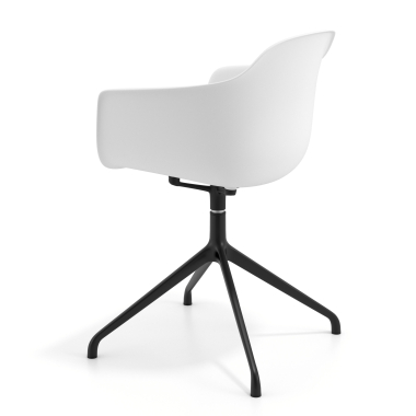 sedia sala riunione bianco base piramide di plastica braccioli fissi 6