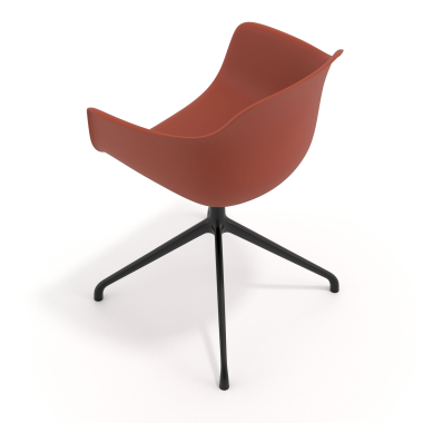 sedia sala riunione arancione base piramide di plastica braccioli fissi 7