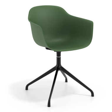 sedia sala riunione verde base piramide di plastica braccioli fissi 1