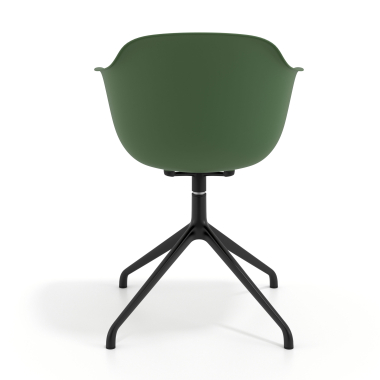 sedia sala riunione verde base piramide di plastica braccioli fissi 5