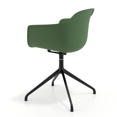 sedia sala riunione verde base piramide di plastica braccioli fissi 6