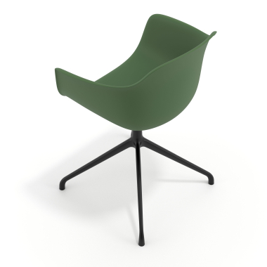 sedia sala riunione verde base piramide di plastica braccioli fissi 7