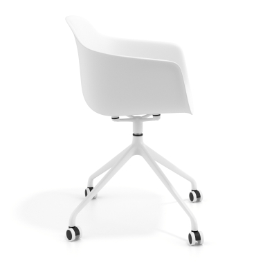 sedia sala riunione bianco bianco con ruote di plastica braccioli fissi 4