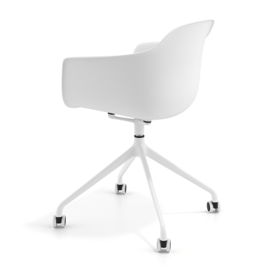sedia sala riunione bianco bianco con ruote di plastica braccioli fissi 6