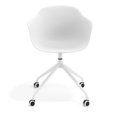 sedia sala riunione bianco bianco con ruote di plastica braccioli fissi 3