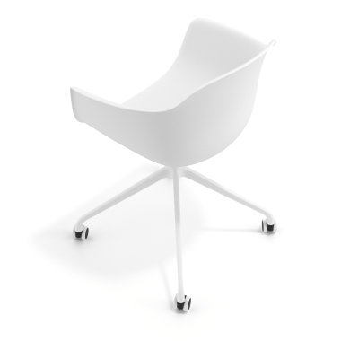 sedia sala riunione bianco bianco con ruote di plastica braccioli fissi 7