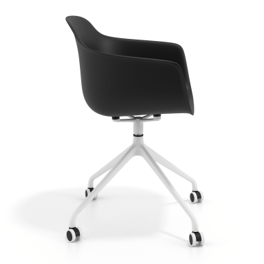 sedia sala riunione bianco nero con ruote di plastica braccioli fissi 4
