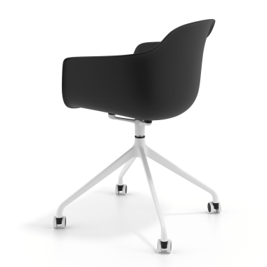 sedia sala riunione bianco nero con ruote di plastica braccioli fissi 6