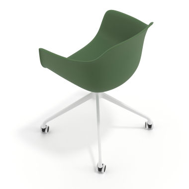 sedia sala riunione bianco verde con ruote di plastica braccioli fissi 7