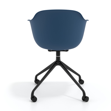 sedia sala riunione nero blu con ruote di plastica braccioli fissi 5