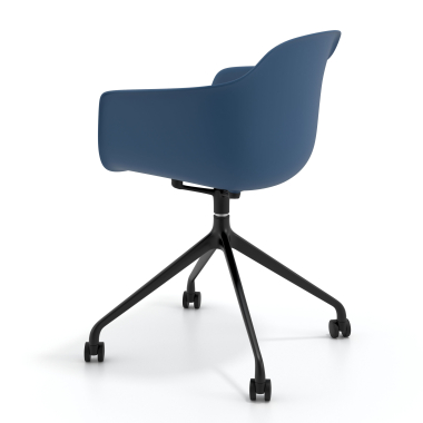 sedia sala riunione nero blu con ruote di plastica braccioli fissi 6