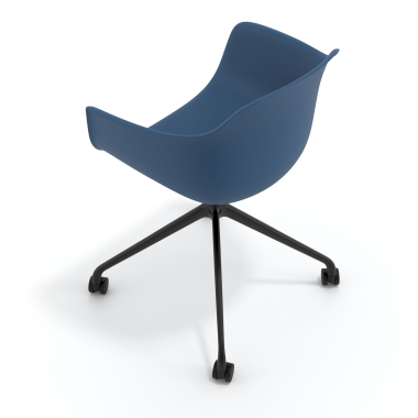 sedia sala riunione nero blu con ruote di plastica braccioli fissi 7