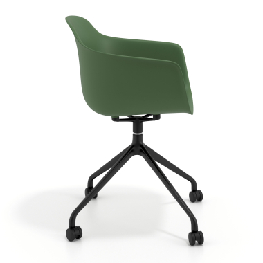 sedia sala riunione nero verde con ruote di plastica braccioli fissi 4