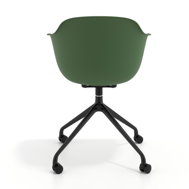 sedia sala riunione nero verde con ruote di plastica braccioli fissi 5