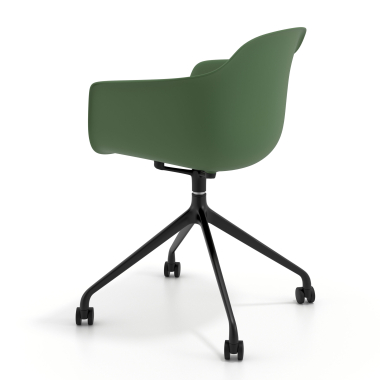 sedia sala riunione nero verde con ruote di plastica braccioli fissi 6