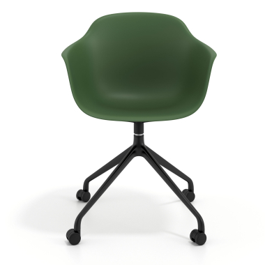 sedia sala riunione nero verde con ruote di plastica braccioli fissi 3