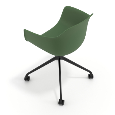 sedia sala riunione nero verde con ruote di plastica braccioli fissi 7