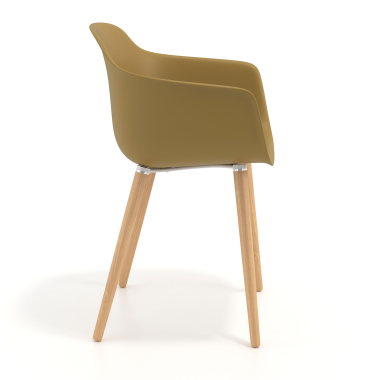 sedia scandinava giallo girevole legno di plastica braccioli fissi 4