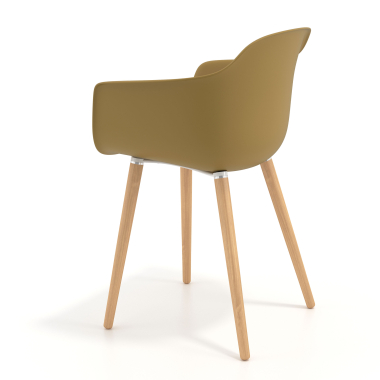 sedia scandinava giallo girevole legno di plastica braccioli fissi 6