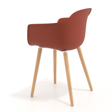 sedia scandinava arancione girevole legno di plastica braccioli fissi 6