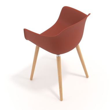 sedia scandinava arancione girevole legno di plastica braccioli fissi 7