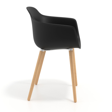 sedia scandinava nero girevole legno di plastica braccioli fissi 4
