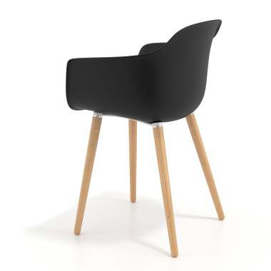 sedia scandinava nero girevole legno di plastica braccioli fissi 6