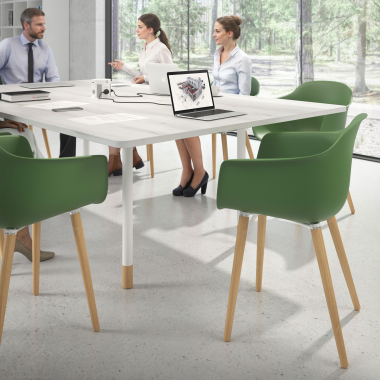 sedia scandinava verde girevole legno di plastica braccioli fissi 2