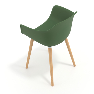 sedia scandinava verde girevole legno di plastica braccioli fissi 7