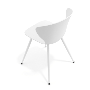 sedia da conferenza bianco bianco 4 gambe di plastica braccioli fissi 7