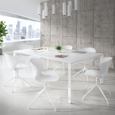 sedia sala riunione bianco bianco base piramide di plastica braccioli fissi 2
