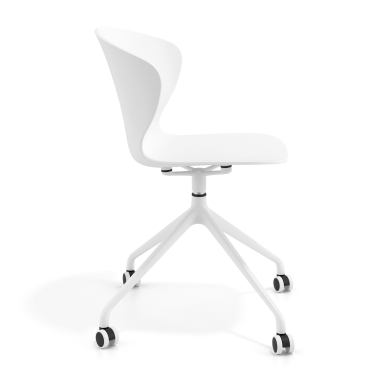 sedia sala riunione bianco bianco con ruote di plastica braccioli fissi 4