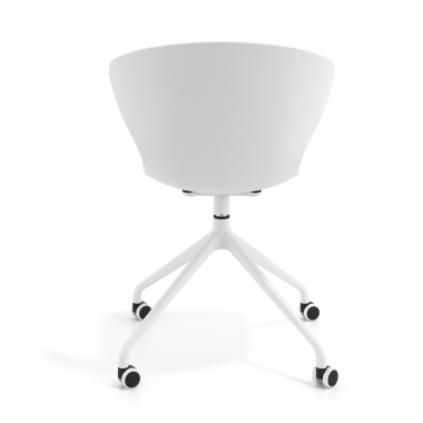 sedia sala riunione bianco bianco con ruote di plastica braccioli fissi 5