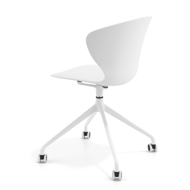 sedia sala riunione bianco bianco con ruote di plastica braccioli fissi 6