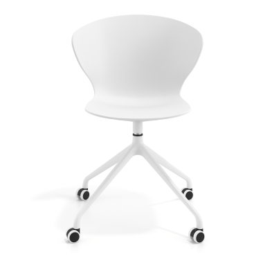 sedia sala riunione bianco bianco con ruote di plastica braccioli fissi 3