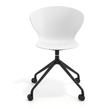 sedia sala riunione nero bianco con ruote di plastica braccioli fissi 3