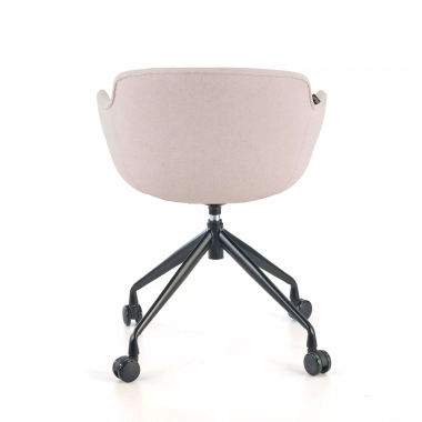 sedia da conferenza nero beige girevole con ruote tessuto braccioli imbottiti 3
