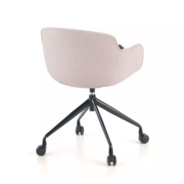 sedia da conferenza nero beige girevole con ruote tessuto braccioli imbottiti 5