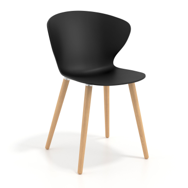 sedia scandinava nero piedini in legno di plastica braccioli fissi 1