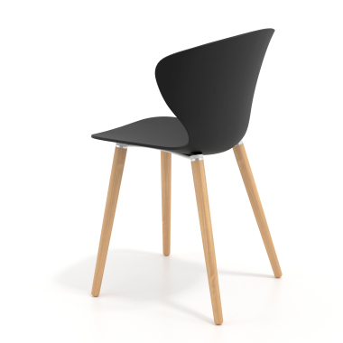 sedia scandinava nero piedini in legno di plastica braccioli fissi 6