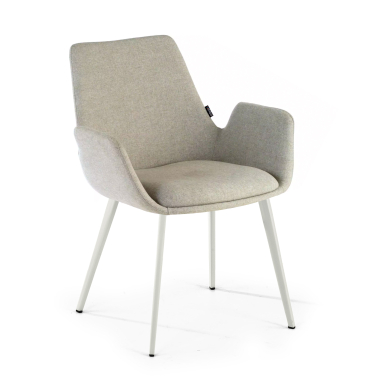 sedia da conferenza bianco grigio 4 gambe tessuto braccioli imbottiti 1