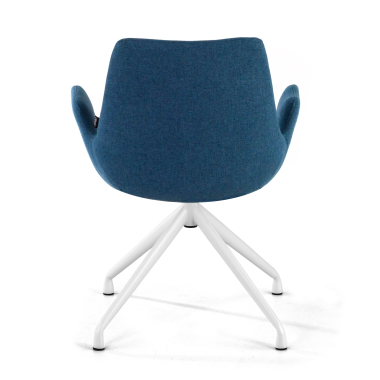 sedia da conferenza bianco blu girevole tessuto braccioli imbottiti 6