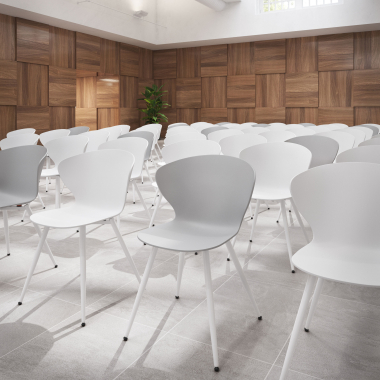 sedia da conferenza bianco bianco 4 gambe di plastica braccioli fissi 2