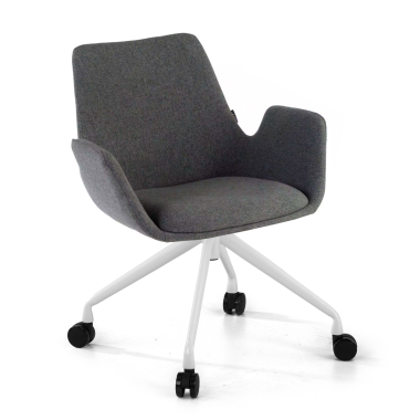 sedia da conferenza bianco antracite girevole con ruote tessuto braccioli imbottiti 1