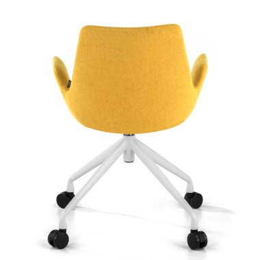 sedia da conferenza bianco giallo girevole con ruote tessuto braccioli imbottiti 6