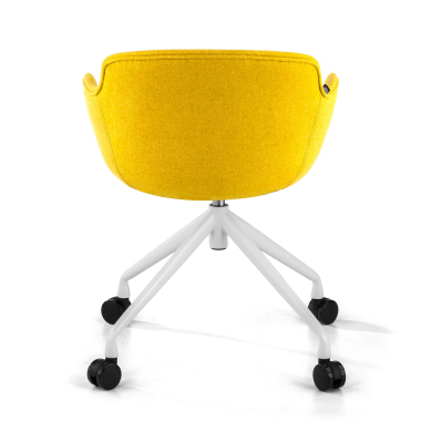 sedia da conferenza bianco giallo girevole con ruote tessuto braccioli imbottiti 6