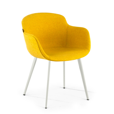 sedia da conferenza bianco giallo 4 gambe tessuto braccioli imbottiti 1