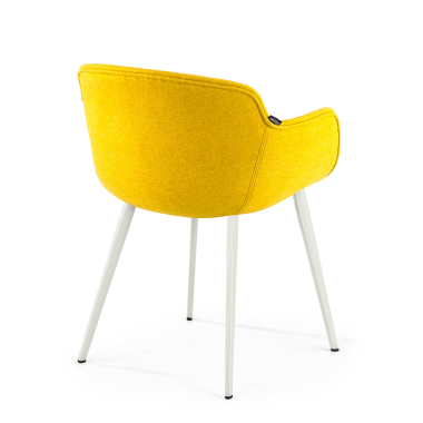 sedia da conferenza bianco giallo 4 gambe tessuto braccioli imbottiti 5