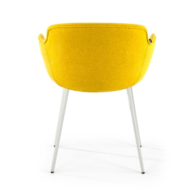 sedia da conferenza bianco giallo 4 gambe tessuto braccioli imbottiti 6